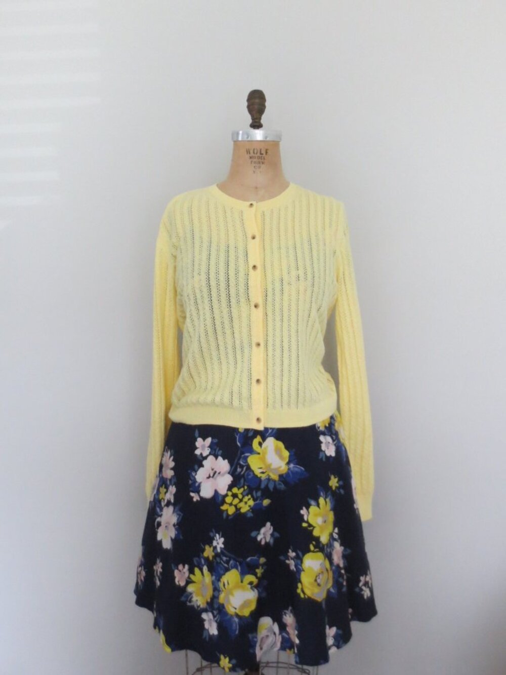 GAP Yellow Pointelle Button Front Cotton Cardigan